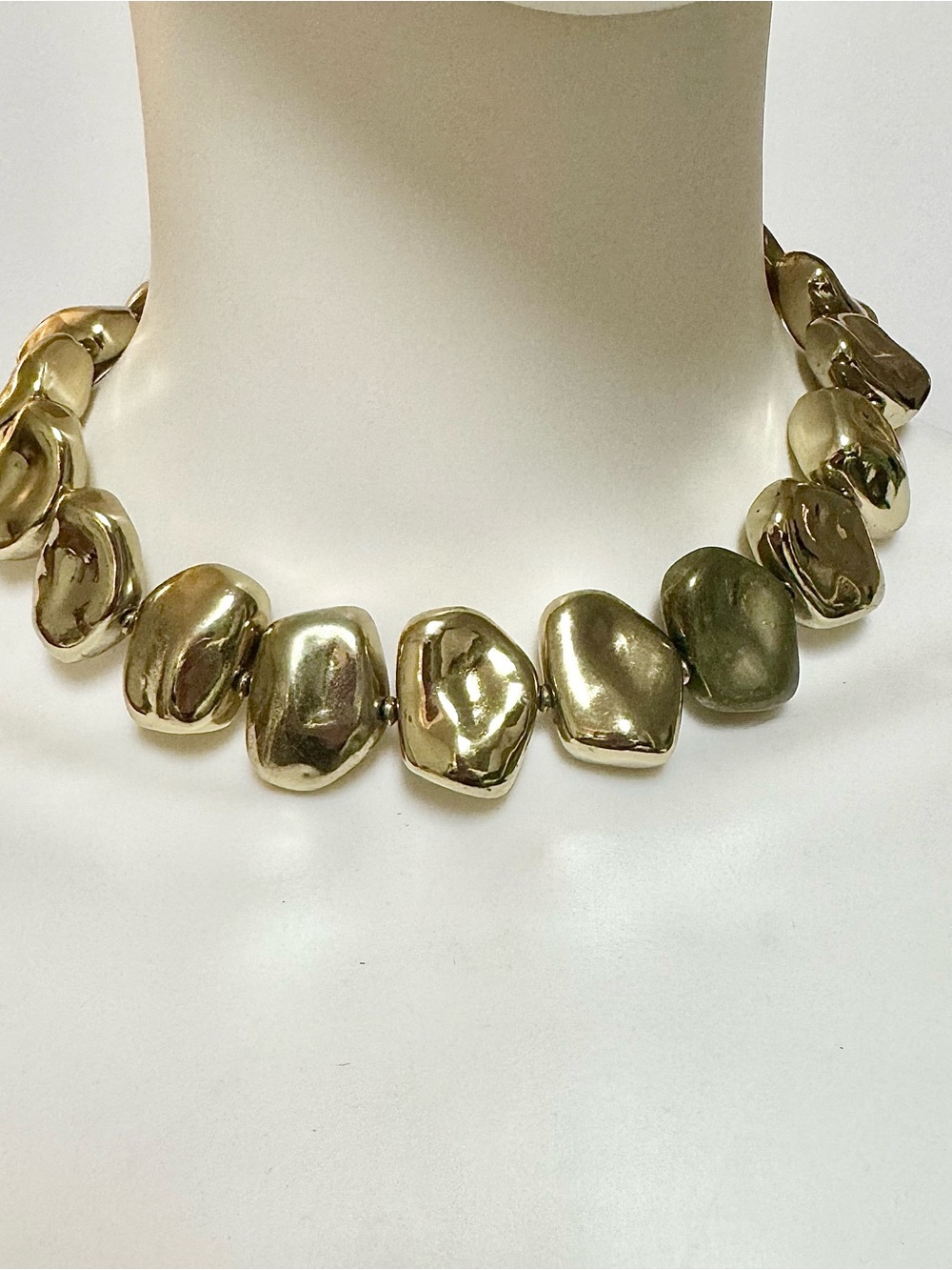 Gold Toned Chunky Nugget Statement Necklace - Elegant Women’s Jewelry